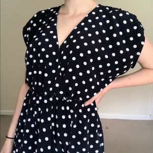 Dark navy blue polka dots dress